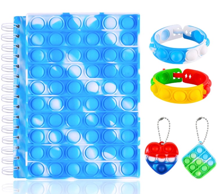 Photo 1 of Gomust Pop Bubble Fidget Pop-On-It Notebook with Keychain Bracelet College Ruled Paper Spiral Note Book Fidgets Toy Journal Notepad Portable for School Supplies Gift Idea2 pack