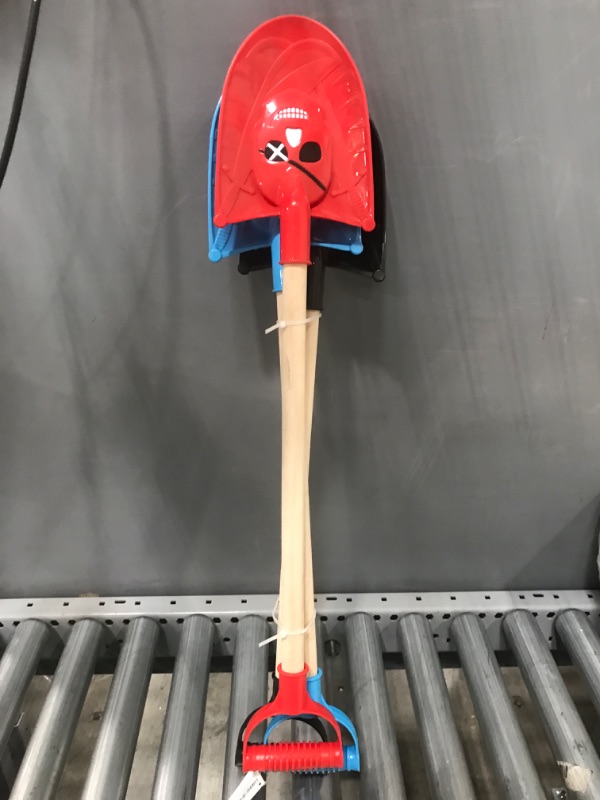 Photo 1 of Bo-Toys 30" Kids Pirate Beach Sand Shovels , Wooden , Heavy Duty , with Plastic Handle - Set of 3