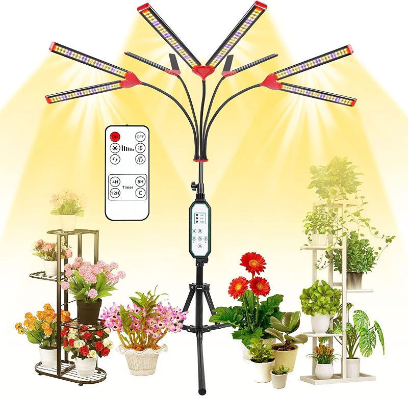 Photo 1 of Grow Lights for Indoor Plants,Newest 960 LEDs Five-Head Double-Row Red Blue White Full Spectrum Plants Light with 4/8/12 Hours Timer,Dimmable 3 Modes

**tested, powers on