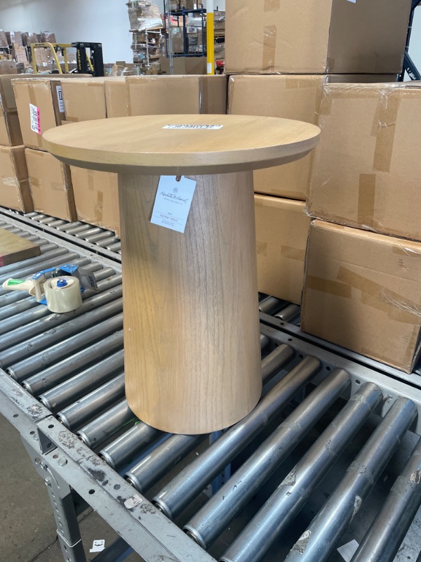 Photo 2 of Round Wood Pedestal Accent Table - Hearth & Hand™ with Magnolia
