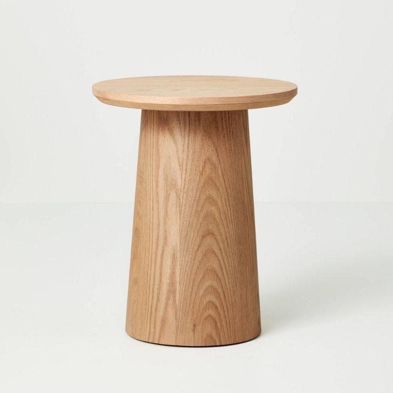 Photo 1 of Round Wood Pedestal Accent Table - Hearth & Hand™ with Magnolia
