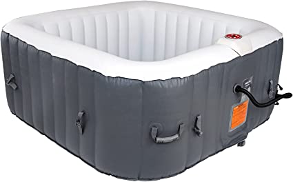 Photo 1 of #WEJOY AquaSpa Portable Hot Tub 61X61X26 Inch Air Jet Spa 2-3 Person Inflatable Square Outdoor Heated Hot Tub Spa with 120 Bubble Jets,Grey