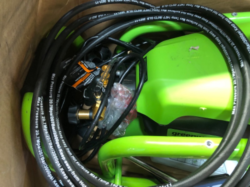 Photo 4 of ** used, loose hardware*** minor cosmetic damage***
Greenworks 3000 PSI (2.0 GPM) TruBrushless Electric Pressure Washer (PWMA Certified)