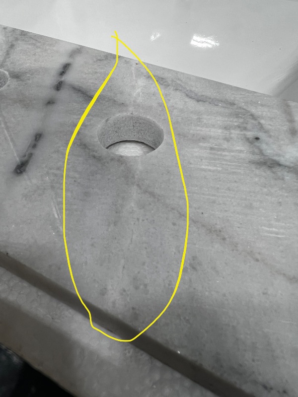 Photo 1 of **Has Minor Crack**

31 in. W Engineered Marble Single Vanity Top in Vanilla Sky with White Sink
