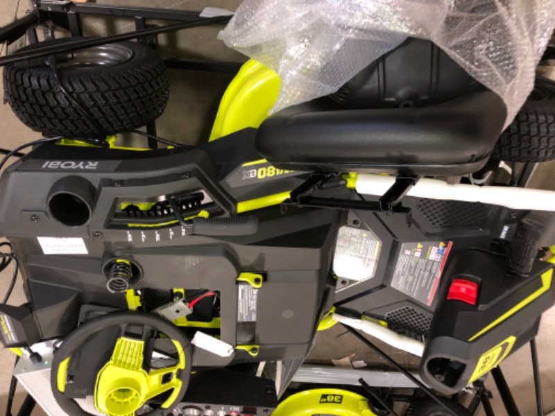 Photo 16 of RYOBI 48V Brushless 38 in. 100 Ah Battery Electric Rear Engine Riding Lawn Mower