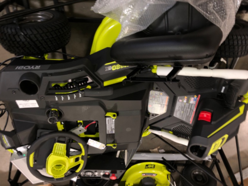 Photo 1 of RYOBI 48V Brushless 38 in. 100 Ah Battery Electric Rear Engine Riding Lawn Mower