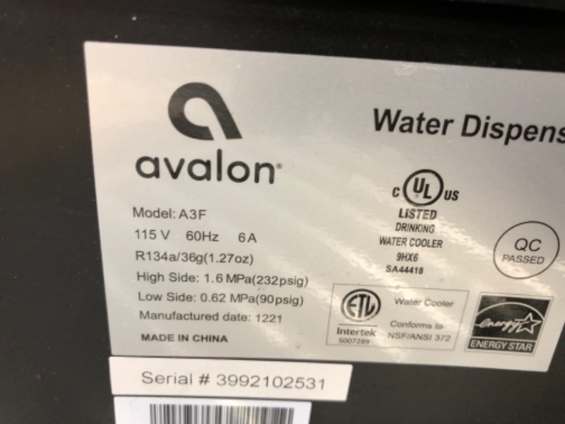 Photo 4 of **PARTS ONLY**
Avalon Bottom Loading Water Cooler Dispenser with BioGuard- 3 Temperature Settings- UL/Energy Star Approved- Filtered
 