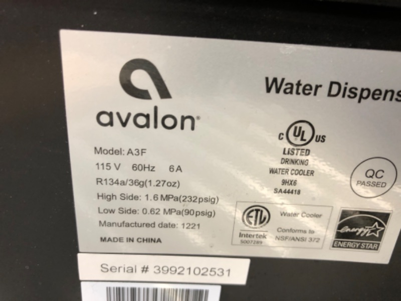 Photo 4 of Avalon Bottom Loading Water Cooler Dispenser with BioGuard- 3 Temperature Settings- UL/Energy Star Approved- Filtered
 