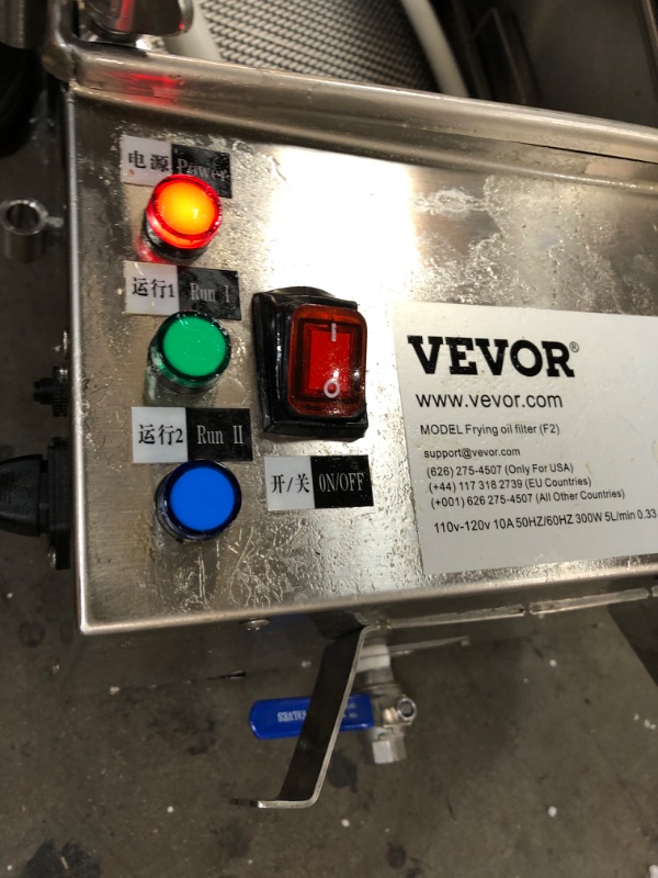 Photo 5 of VEVOR 300W Mobile Fryer Filter 116LB Capacity Oil Filtration System 110V 60Hz Perfect for Supermarket Restaurant, 58L/15.32 Gallon
