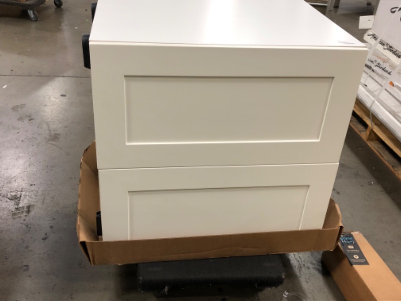 Photo 3 of **HAS DAMAGE ON THE BACK**

J COLLECTION Wallace Painted Warm White Shaker Assembled Base Kitchen Cabinet with Inner Drawers (30 in. W x 34.5 in. H x 24 in. D)