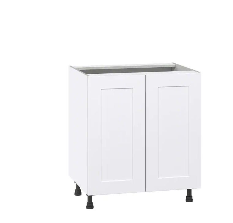 Photo 1 of **HAS DAMAGE ON THE BACK**

J COLLECTION Wallace Painted Warm White Shaker Assembled Base Kitchen Cabinet with Inner Drawers (30 in. W x 34.5 in. H x 24 in. D)