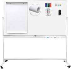 Photo 1 of Letusto Double-Sided Magnetic Mobile Whiteboard (60 x 40 Inches) - Easily Portable Board Made of Aluminum Frame and Stand with 5 Great Bonus Accessories Included *** missing components, loose hardware***
