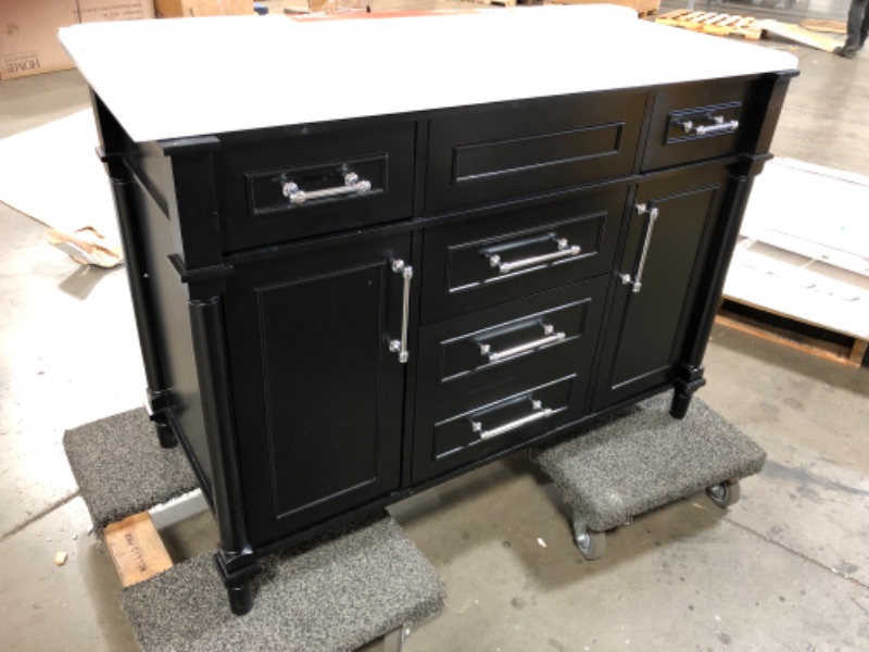 Photo 13 of Home Decorators Collection Aberdeen 48 in. W x 22 in. D Vanity in Black with Carrara Marble Top with White Sink- FAUCET IS NOT INCLUDED 