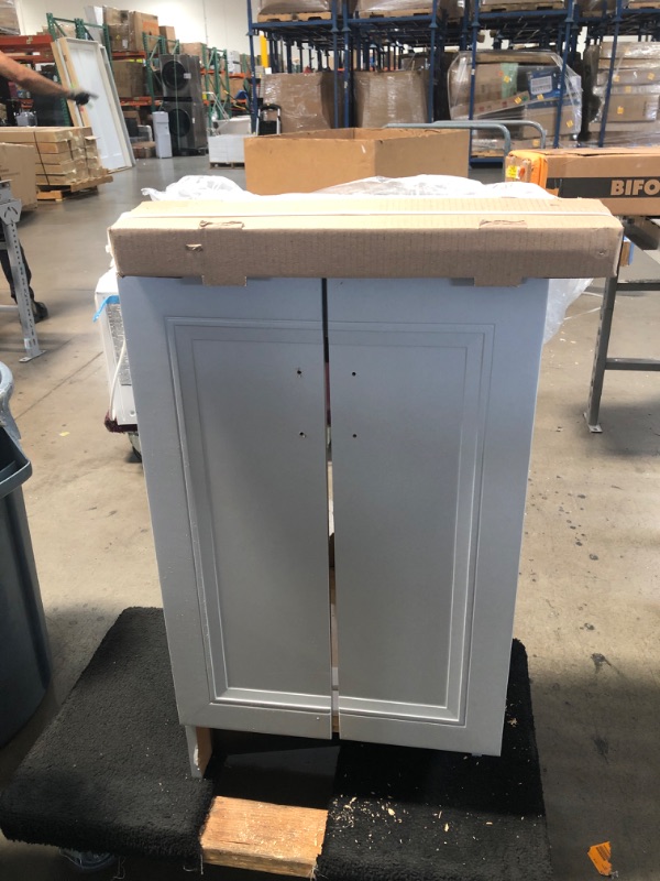 Photo 2 of *DAMAGED* Glacier Bay Willowridge 18-1/2 in. W Bath Vanity in Dove Gray with Cultured Marble Vanity Top in White with White Sink