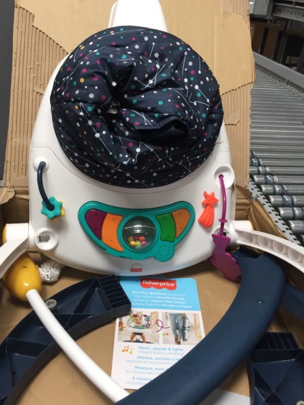 Photo 2 of Fisher-Price Astro Kitty SpaceSaver Jumperoo, Space-Themed Infant Activity Center with Adjustable Bouncing seat, Lights, Music and Interactive Toys
