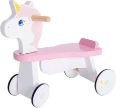 Photo 1 of labebe Kids Ride-On Unicorn Toys 1-3 Years Old, Wooden Baby Walker with 4 Wheels, Toddler Balance Riding and Push Toys Pink and White for Girls & Boys