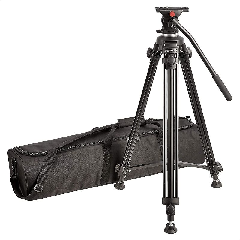 Photo 1 of Amazon Basics Professional Aluminum Video Tripod - 65", Heavy Duty, With Fluid Head
