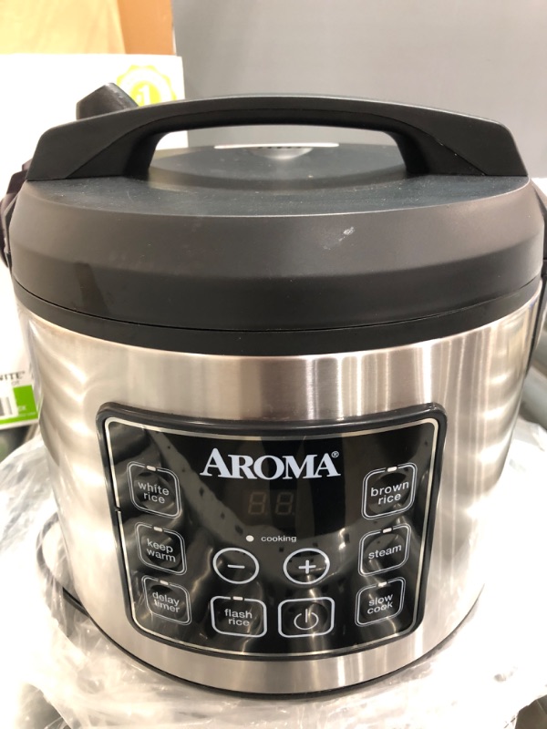 Photo 2 of 
Aroma Housewares 20 Cup Cooked (10 cup uncooked) Digital Rice Cooker, Slow Cooker, Food Steamer, SS Exterior (ARC-150SB),Black