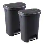 Photo 1 of 2 set***Glad 13 Gallon Trash Can | Plastic Kitchen Waste Bin with Odor Protection of Lid | Hands Free with Step On Foot Pedal and Garbage Bag Rings, 52 Liter, Black