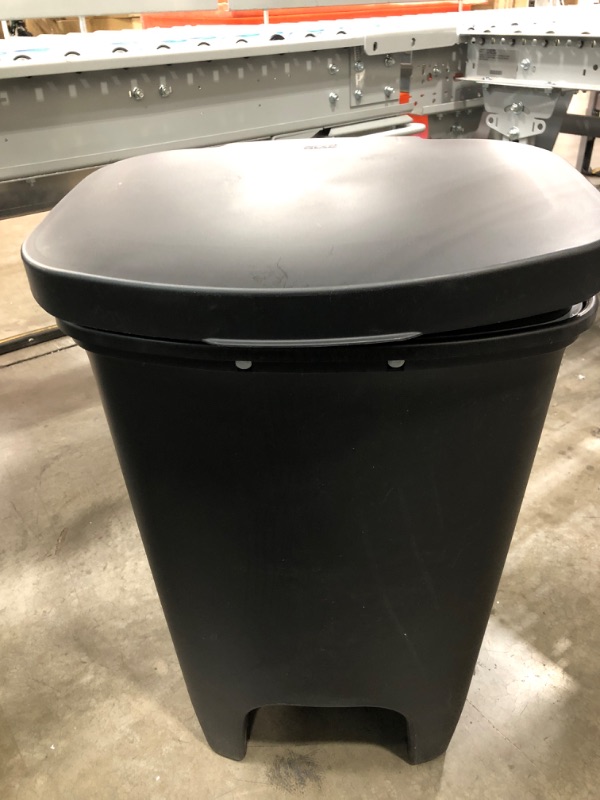 Photo 2 of 2 set***Glad 13 Gallon Trash Can | Plastic Kitchen Waste Bin with Odor Protection of Lid | Hands Free with Step On Foot Pedal and Garbage Bag Rings, 52 Liter, Black