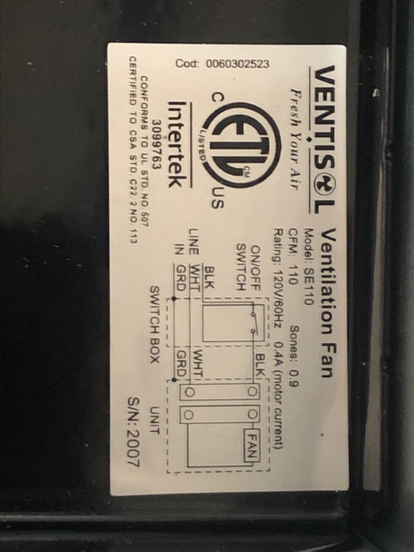 Photo 3 of 110 CFM 0.3 Sone Ceiling Mounted Exhaust Fan with Motion and Humidity Sensor
