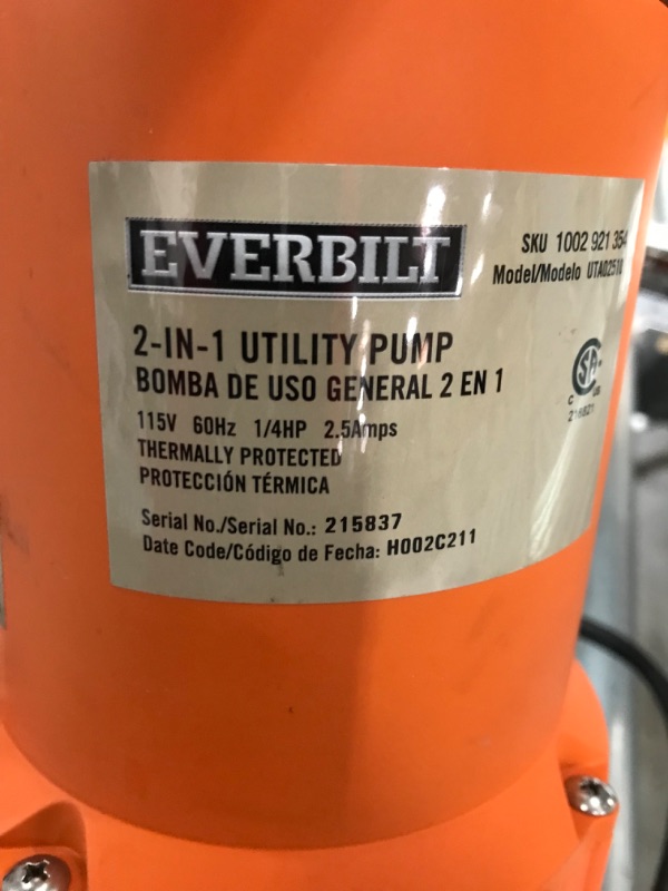 Photo 2 of 1/4 HP 2-in-1 Utility Pump
