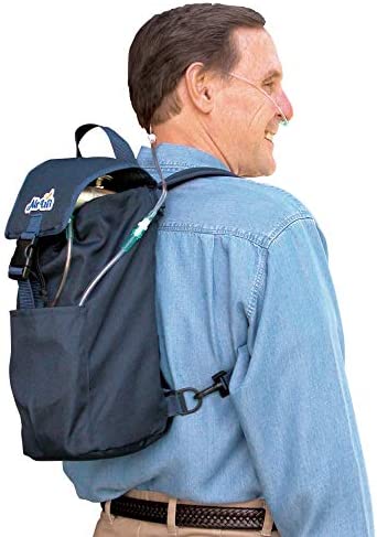 Photo 1 of Roscoe Medical Airlift Liquid Oxygen Backpack - Portable Oxygen Tank Shoulder Bag for D Cylinders, Navy Blue