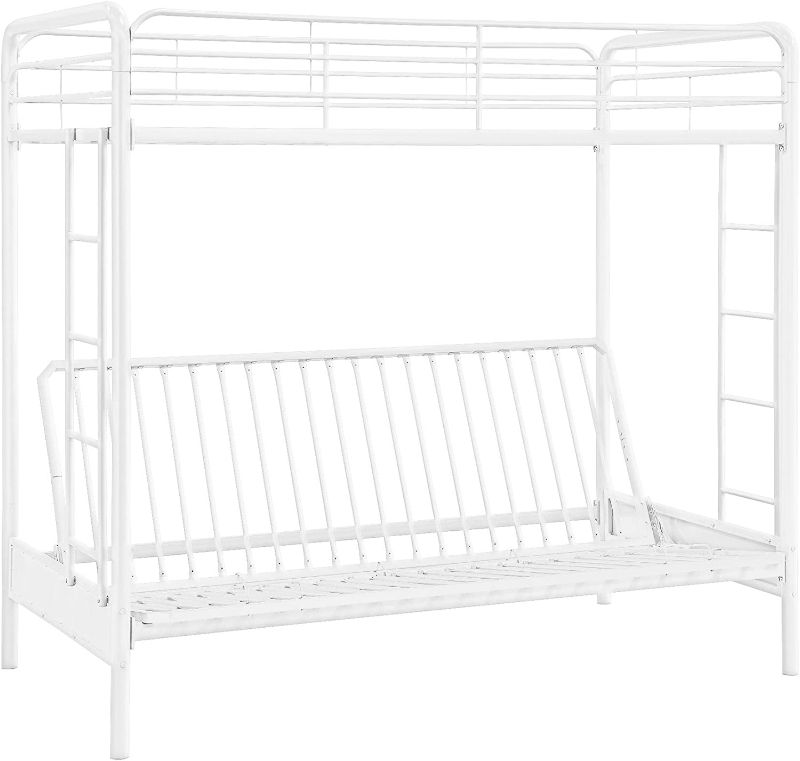 Photo 1 of *** BOX 2 OF 2**** DHP Twin-Over-Futon Convertible Couch and Bed with Metal Frame and Ladder - White
