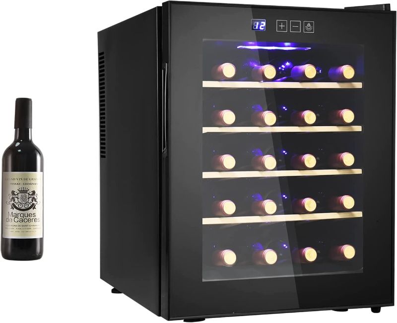 Photo 1 of 20 Bottle Wine Cooler Refrigerator- Quiet Operation Compressor Wine Fridge Digital Temperature Control Freestanding Wine Cellar for Red, White, Champagne or Sparkling Wine Fridge Glass Door Black
