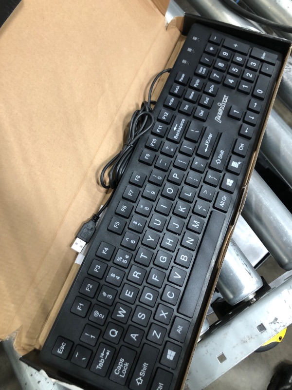 Photo 2 of Perixx PERIBOARD-117 Wired USB Keyboard with Standard US Layout and Chiclet Big Print Keys, Black
