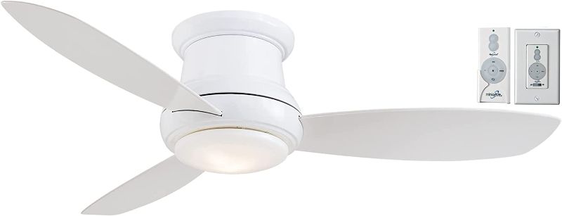 Photo 1 of Minka-Aire F518L-WH, Concept II LED White Flush Mount 44" Ceiling Fan with Wall Control & Additional Remote Control
