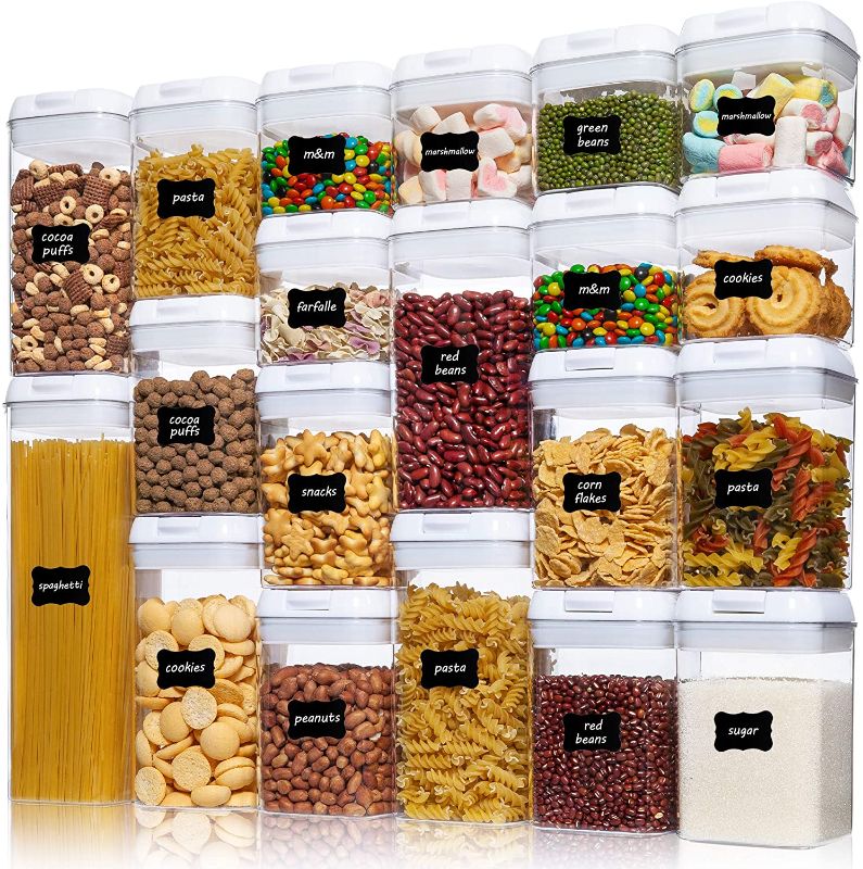 Photo 1 of Airtight Food Storage Containers, Vtopmart 20 Pieces BPA Free Plastic Cereal Containers with Easy Lock Lids,for Kitchen Pantry Organization and Storage, Include 24 Labels
