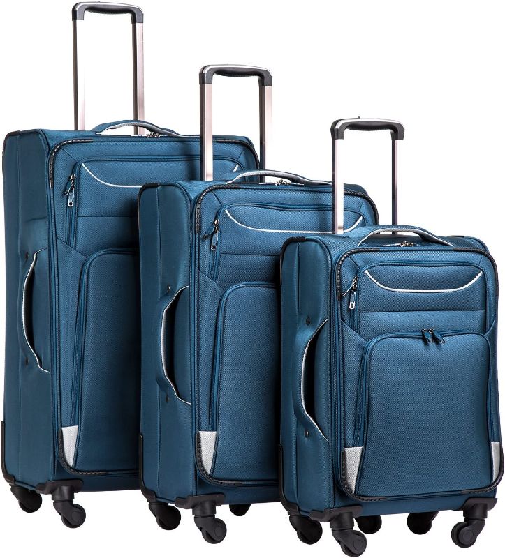 Photo 1 of Coolife Luggage 3 Piece Set Suitcase Spinner Softshell lightweight (blue+sliver)
