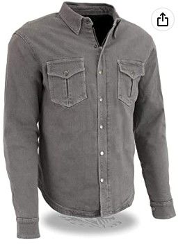 Photo 1 of Milwaukee Leather MPM1621 Men's Grey Armored Denim Shirt with Aramid by Dupont Fibers 4XL
