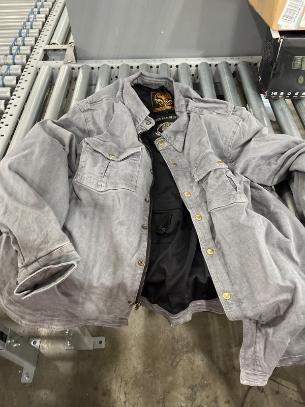 Photo 2 of Milwaukee Leather MPM1621 Men's Grey Armored Denim Shirt with Aramid by Dupont Fibers 4XL
