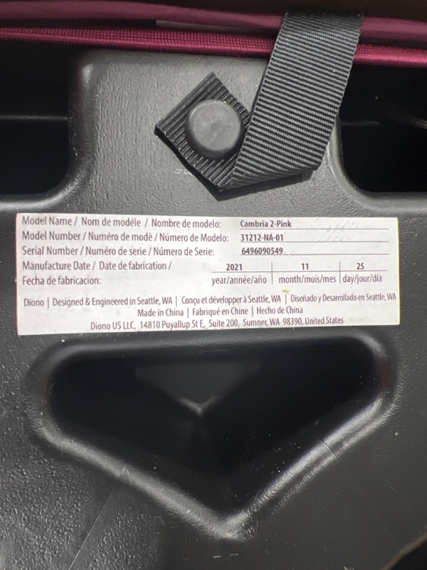 Photo 2 of Diono Cambria 2 XL, Dual Latch Connectors, 2-in-1 Belt Positioning Booster Seat, High-Back to Backless Booster with Space and Room to Grow, 8 Years 1 Booster Seat, Pink
