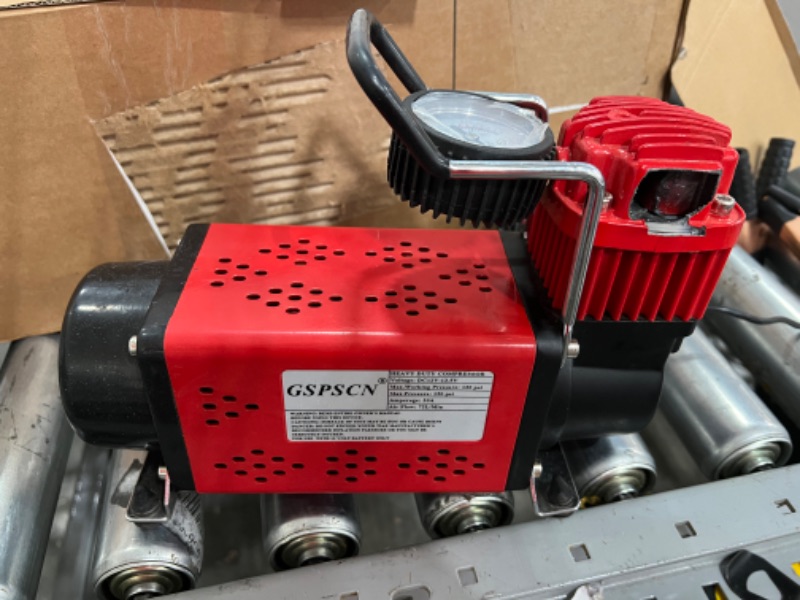 Photo 5 of **PARTS ONLY**

GSPSCN Portable 12V Air Compressor Pump, 150PSI Red Tire Inflator, Heavy Duty Auto Air Pump,for Car, Truck, RV, ATV, Bike,Balls,Lawn Mower and Other Inflatables
