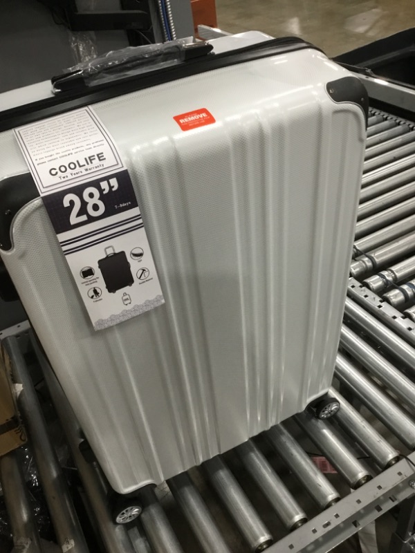 Photo 1 of Coolife Luggage Expandable(only 28") Suitcase PC+ABS Spinner  Carry on (white grid new, 28in)_carry on)
