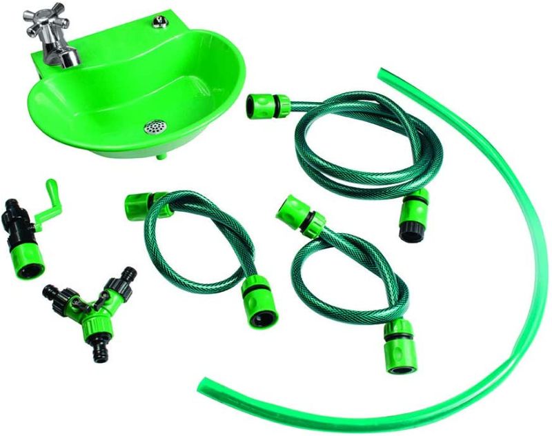 Photo 1 of 2-in-1 Outdoor Water Fountain and Faucet, Green
