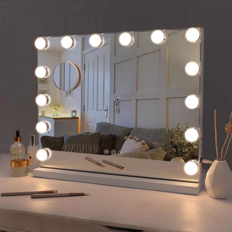Photo 1 of ***PARTS ONLY***
Fenair Hollywood Vanity Mirror with Lights, Lighted Hollywood Makeup Mirror with 14 Dimmable LED Bulbs, Adjustable Brightness, Touch Screen, USB Port, 3 Color Lighting, Desk/Tabletop/Wall Mirror
