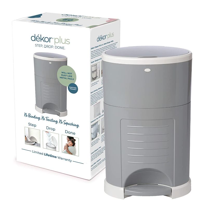 Photo 1 of Dekor Plus Hands-Free Diaper Pail | Gray | Easiest to Use | Just Step – Drop – Done | Doesn’t Absorb Odors | 20 Second Bag Change | Most Economical Refill System |Great for Cloth Diapers