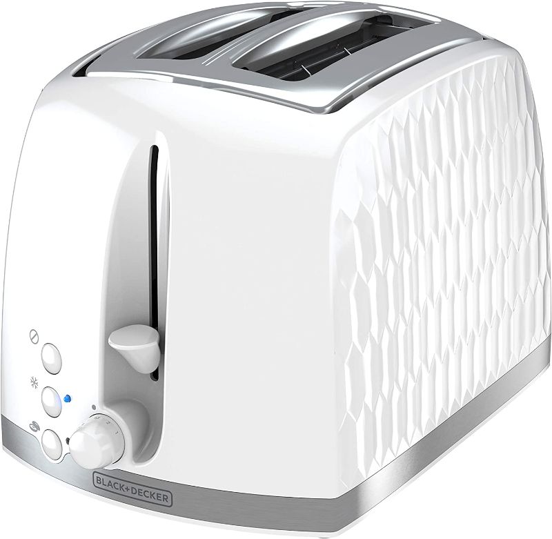 Photo 1 of BLACK+DECKER TR1250WD Honeycomb Collection 2-Slice Toaster with Premium Textured Finish, White