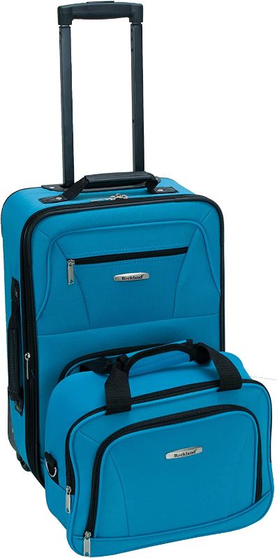 Photo 1 of Rockland Fashion Softside Upright Luggage Set, Turquoise, 2-Piece (14"/19")
