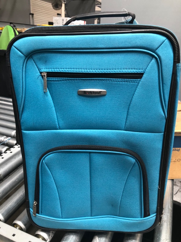 Photo 3 of Rockland Fashion Softside Upright Luggage Set, Turquoise, 2-Piece (14"/19")
