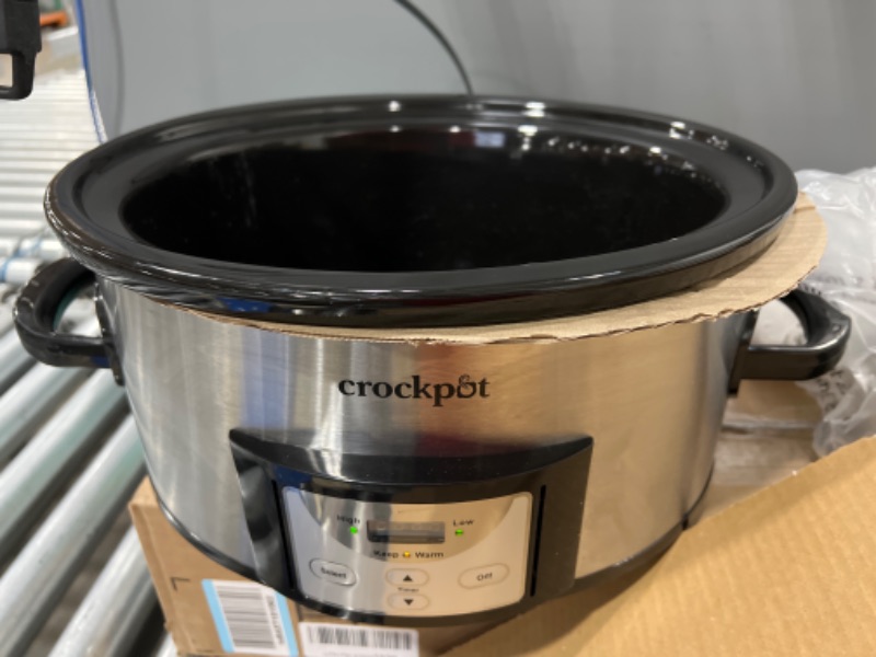 Photo 3 of Crockpot Portable 6 Quart Slow Cooker with Locking Lid and Digital Timer, Stainless Steel
