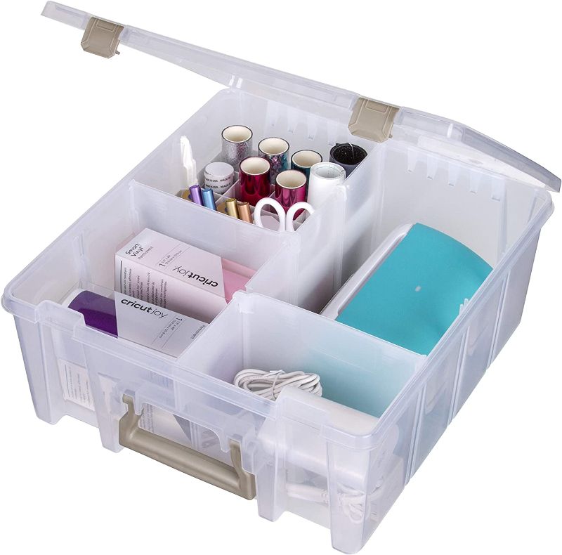 Photo 1 of ArtBin 6993SP Super Satchel Double Deep with Papercrafting Accessory Tray, Clear, 1 Satchel & 1 Tray
