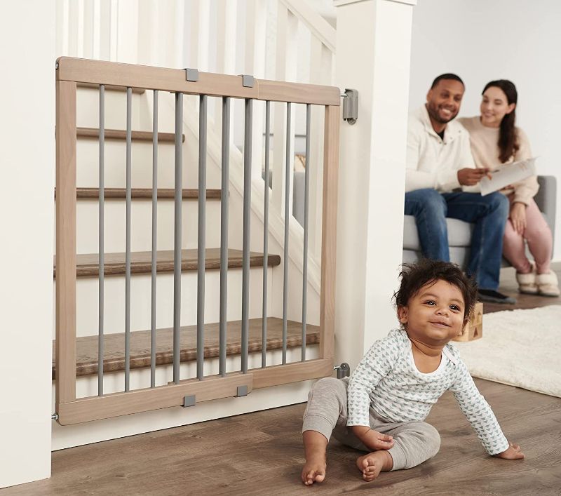 Photo 1 of    Regalo Heritage and Home Wooden Extra Wide Stairway and Hallway Walk Through Baby Safety Gate with Mounting Kit
