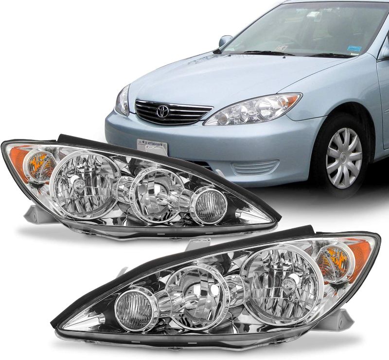 Photo 1 of AKKON - Fits 2005 2006 Toyota Camry Sedan Halogen Type Chrome Headlights Pair Replacement Left Driver + Right Passenger. (SEE LAST PICTURE)