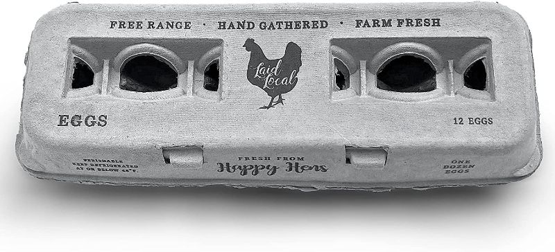 Photo 1 of 250 Egg Cartons- Bulk Value Bundle- Adorable Printed Design for Farm Fresh Eggs, Recycled Paper Cardboard, Sturdy & Reusable, Holds up to XL Chicken Eggs
