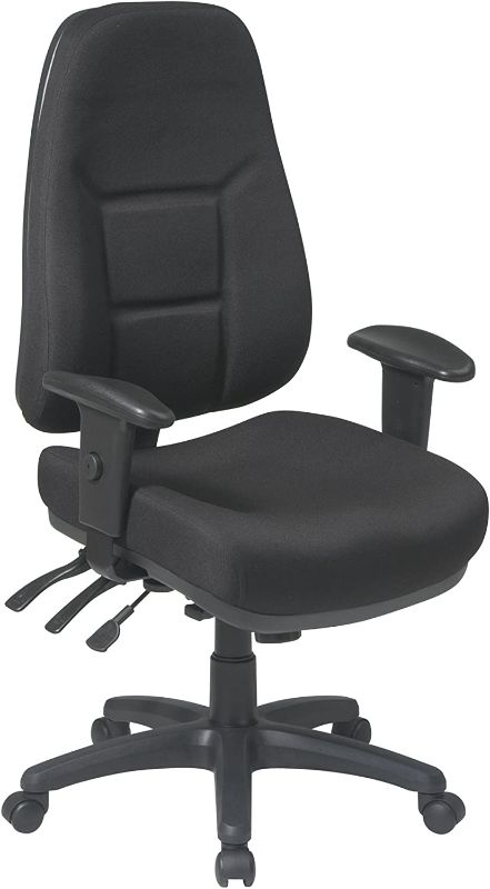 Photo 1 of Office Star High Back Multi-Function Ergonomic Chair with Padded Contour and Seat with 2-Way Adjustable Arms, Black
